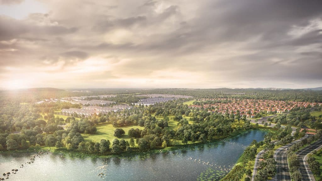 Aerial view of Meridin East Johor Bahru new housing development